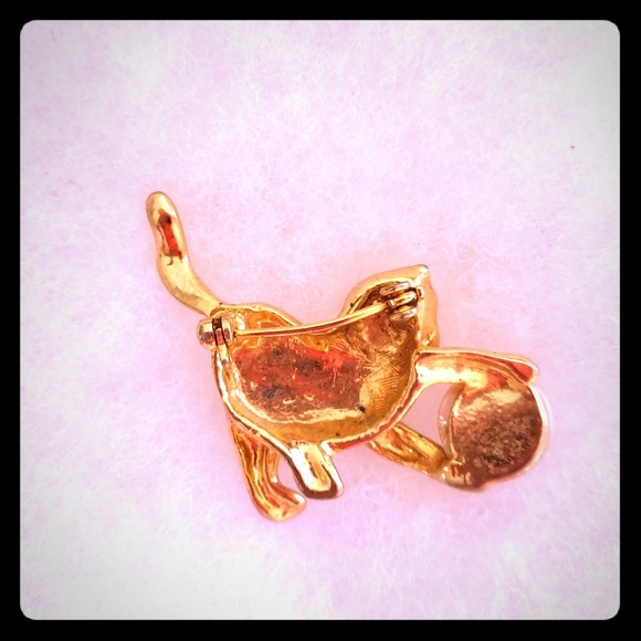 Vintage Golden Kitten With Pearl Yarn Ball Brooch Is A Free Gift With Purchase. - Picture 2 of 3